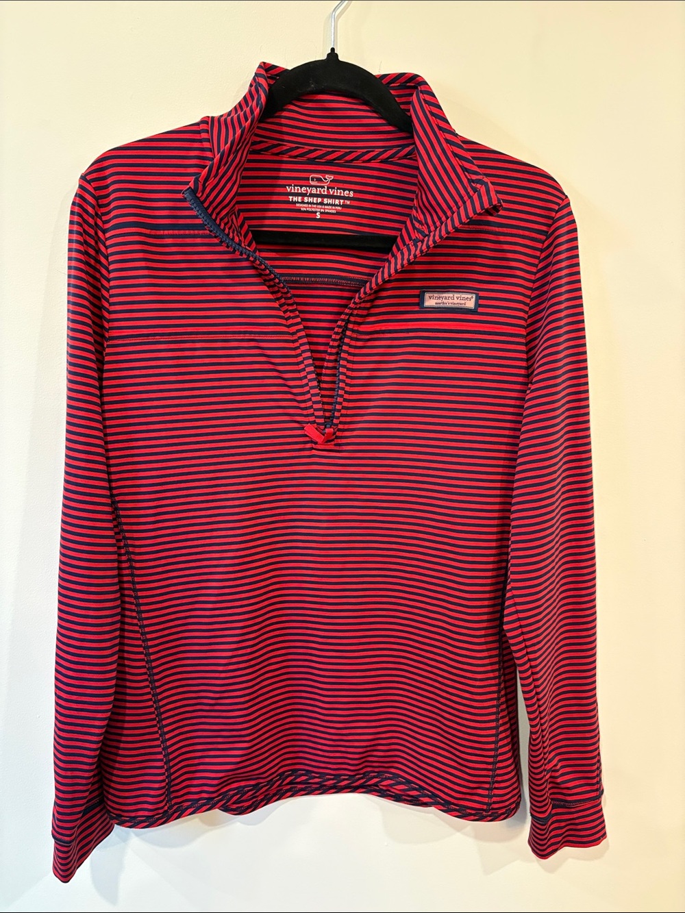 Vineyard Vines Red and Navy Horizontal Stripe Shep Top